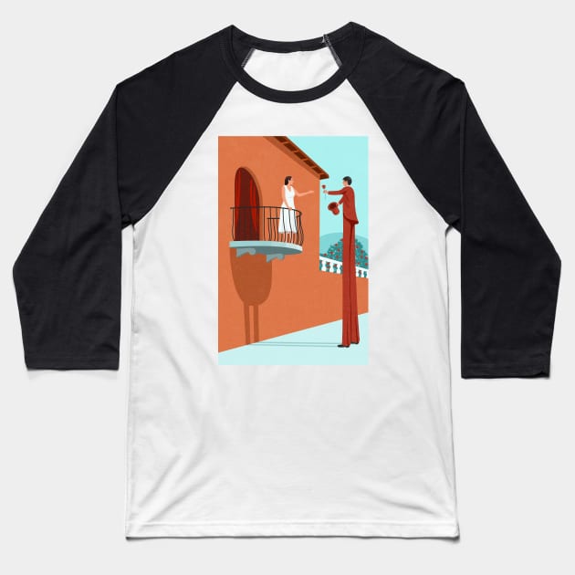 Balcony Man Baseball T-Shirt by John Holcroft